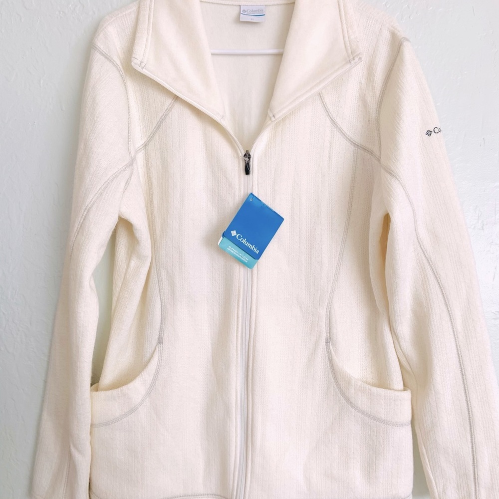 NWT Columbia Suspiciously Sweet Long Sweater Fleece Zip XL Sea Salt Omni Shield